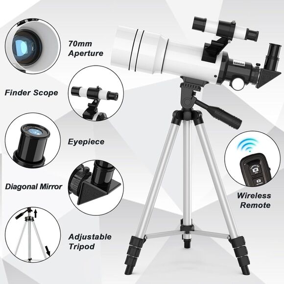ToyerBee Telescope for Adults & Kids, 70mm Aperture Astronomical Refractor - Picture 1 of 6